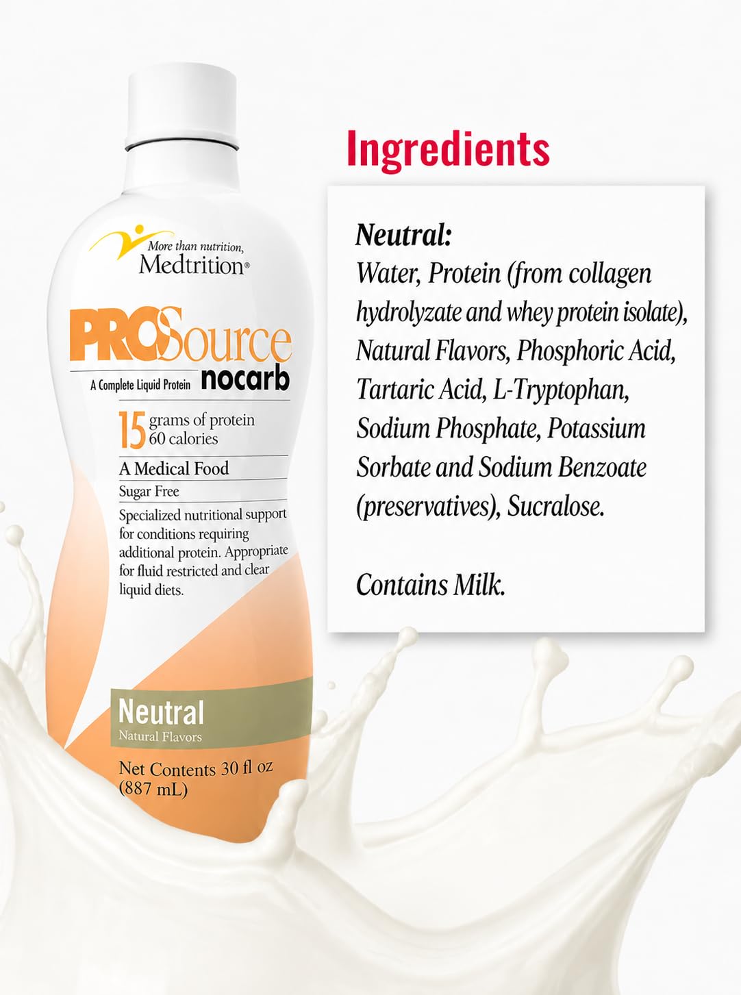 Medtrition ProSource envase abierto con dosis de 30 mL lista para usar