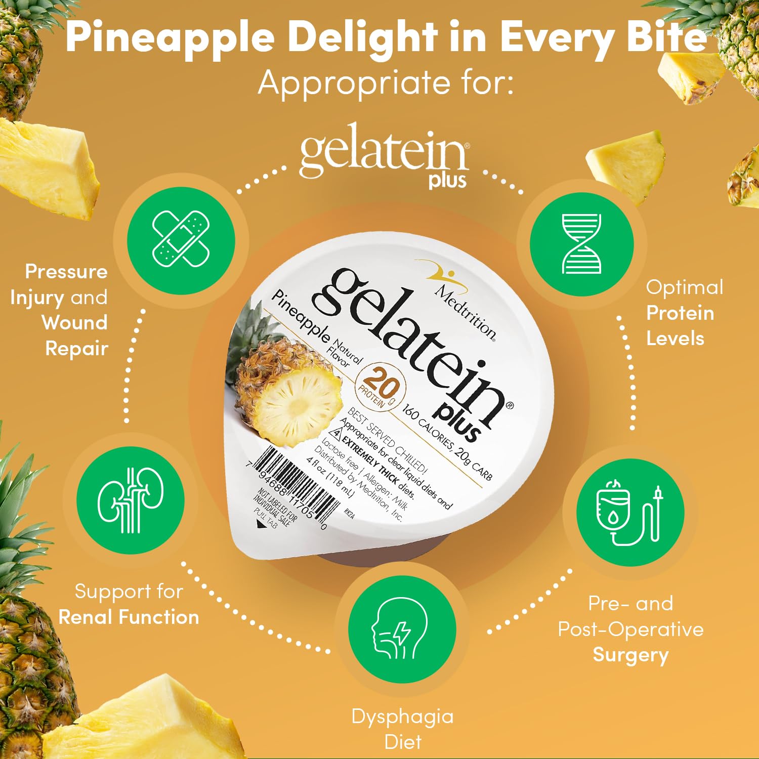 Medtrition ProSource Gelatein Piña etiqueta nutricional con 20 g proteína