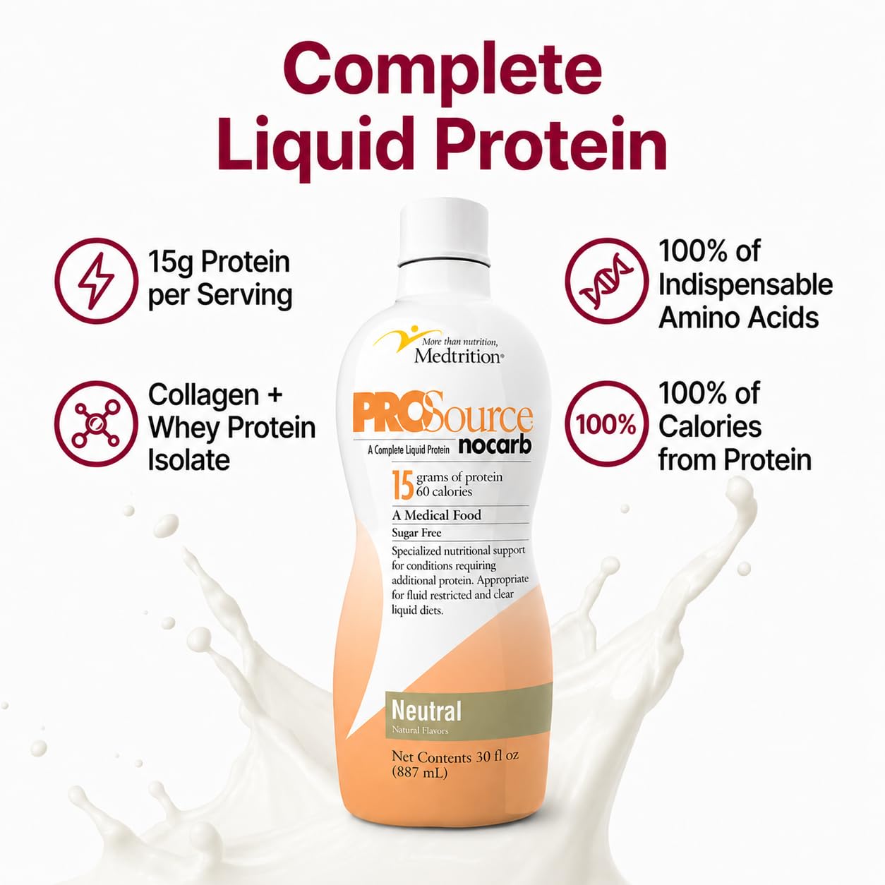 Medtrition ProSource mezclado en batido aportando proteína sin sabor añadido