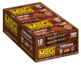 MEG envase delantero canela mostrando 12 paquetes y beneficio portátil
