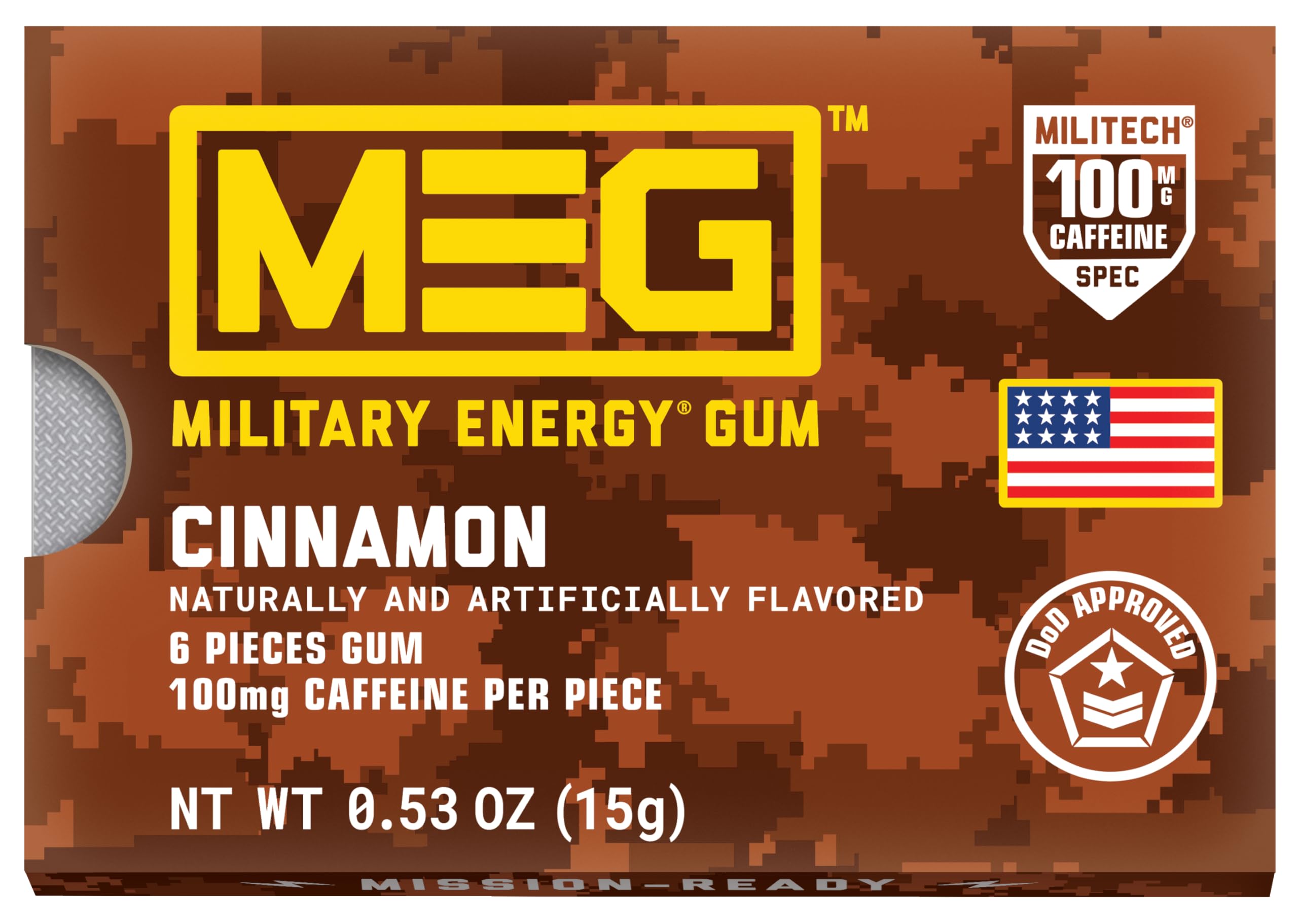 MEG detalle de textura de goma que resalta liberación rápida de cafeína