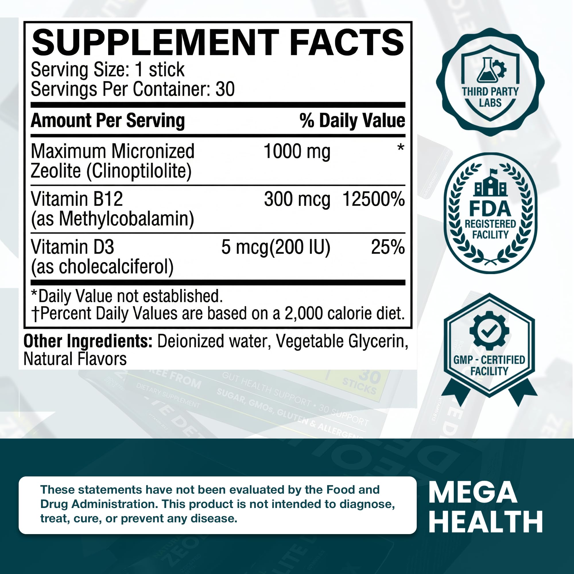 MEGA HEALTH botella abierta con cápsulas esparcidas para visual de contenido