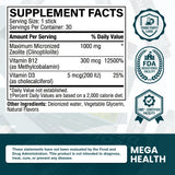 MEGA HEALTH botella abierta con cápsulas esparcidas para visual de contenido