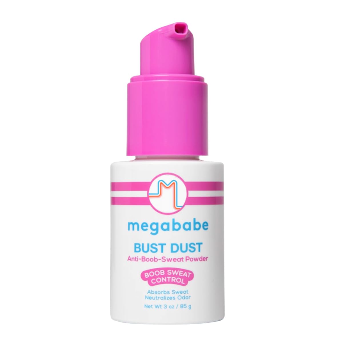 Megababe frasco frontal mostrando diseño y tamaño útil