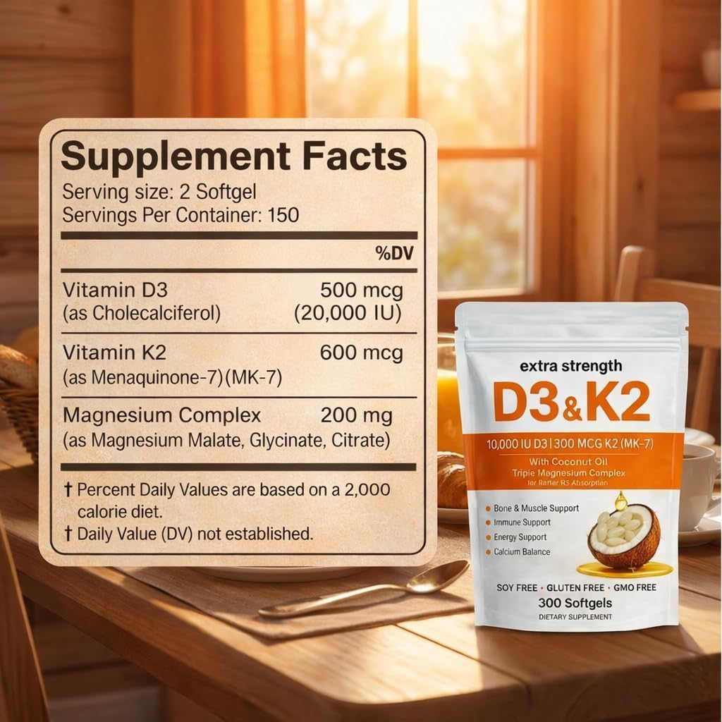 Megacephalus etiqueta de ingredientes destacando D3, K2 MK‑7 y magnesio