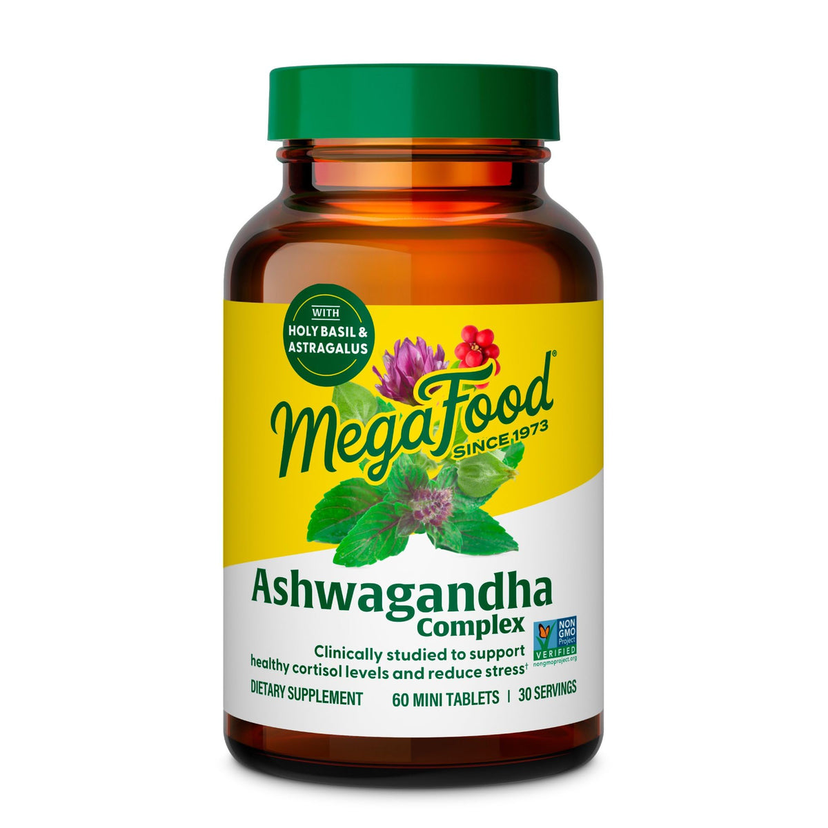 MegaFood envase frontal mostrando nombre y beneficio de manejo del estrés