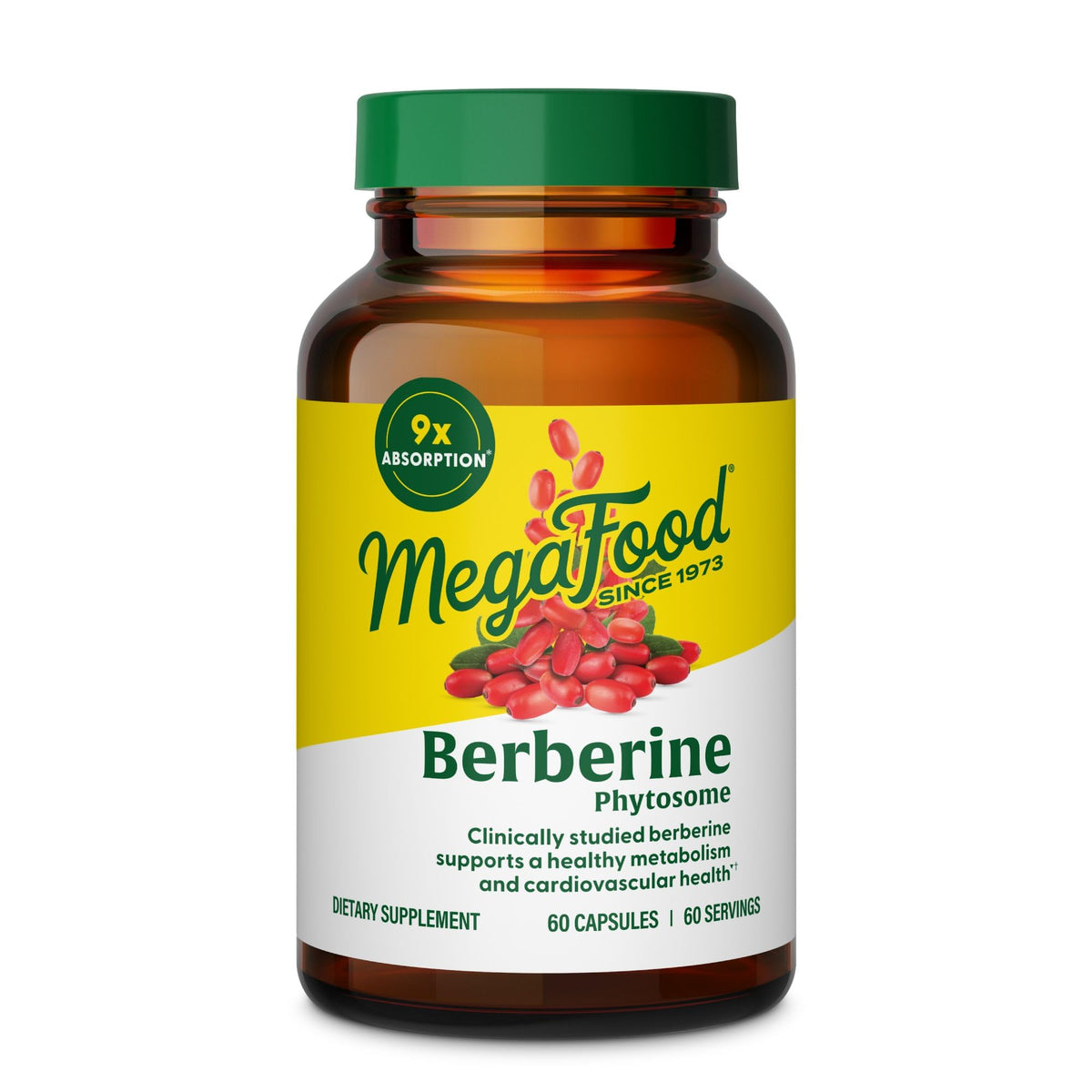 MegaFood frasco frontal mostrando cápsulas y claridad sobre beneficios