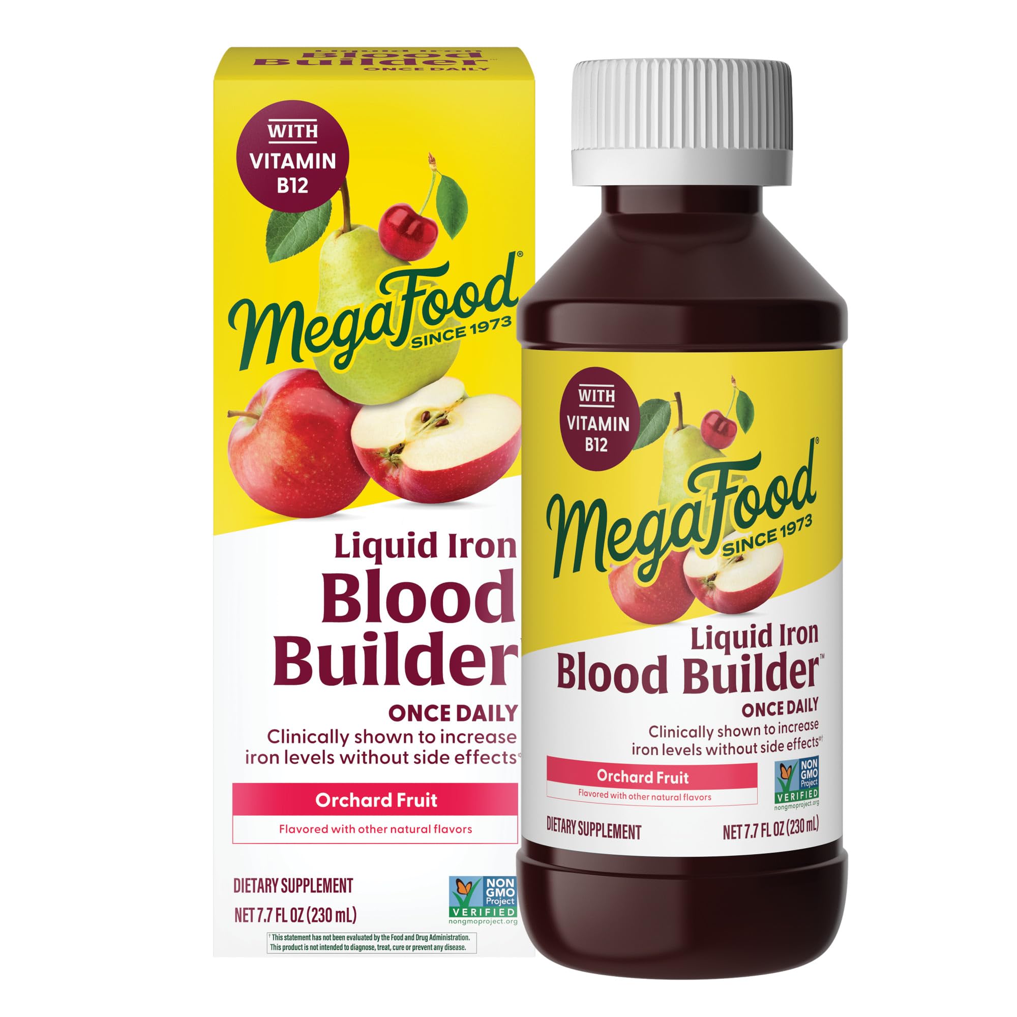 MegaFood envase frontal del Blood Builder mostrando tamaño y diseño, confianza de marca