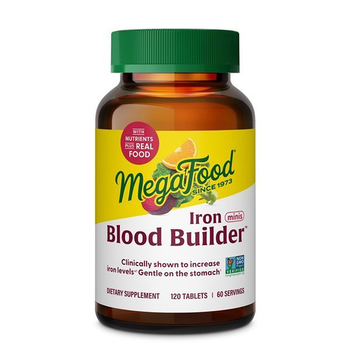 MegaFood frasco frontal mostrando el empaque y beneficio de energía