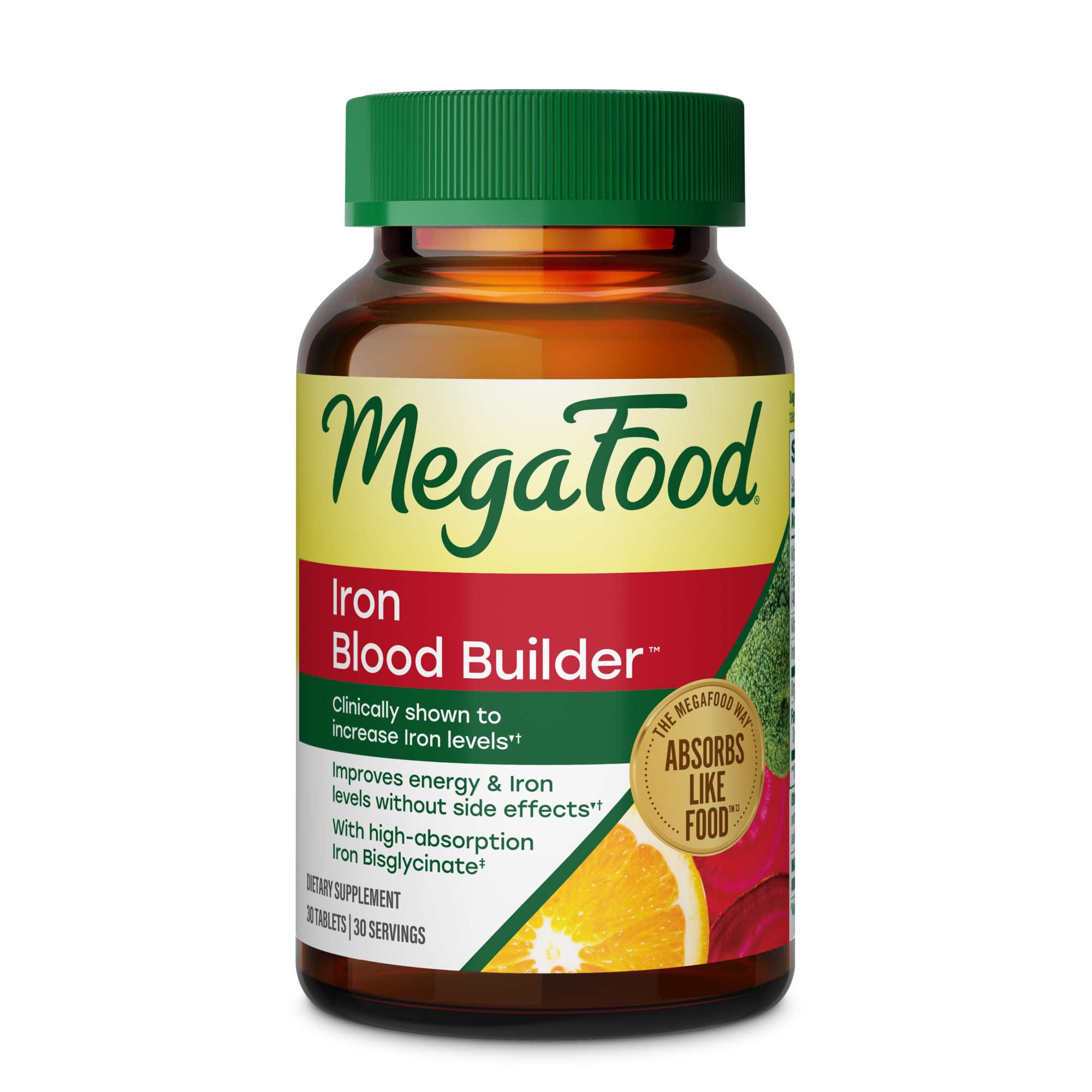 MegaFood envase frontal mostrando suplemento y beneficios visibles