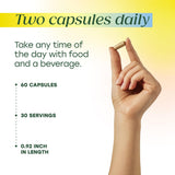 MegaFood cápsula junto a un vaso de agua, uso diario y comodidad