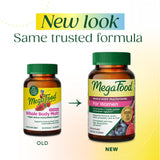 MegaFood primer plano de cápsulas vegetales indicando textura y pureza