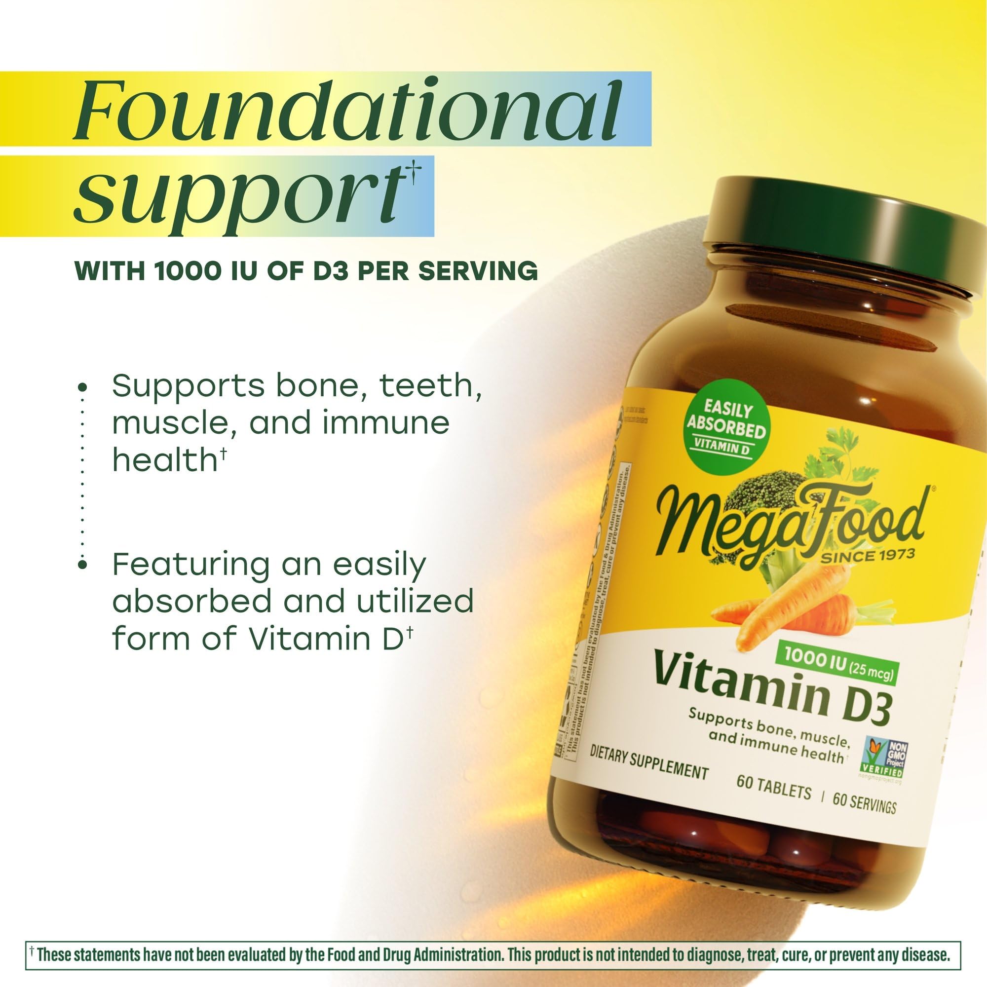 MegaFood D3 detalle de textura e ingredientes para confianza en calidad