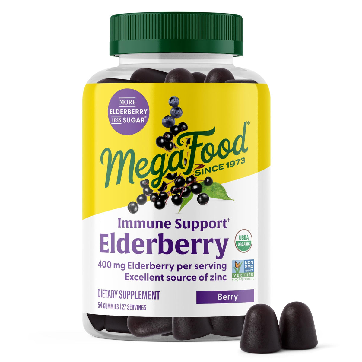 MegaFood paquete frontal con gomitas, muestra presentación clara y beneficio práctico