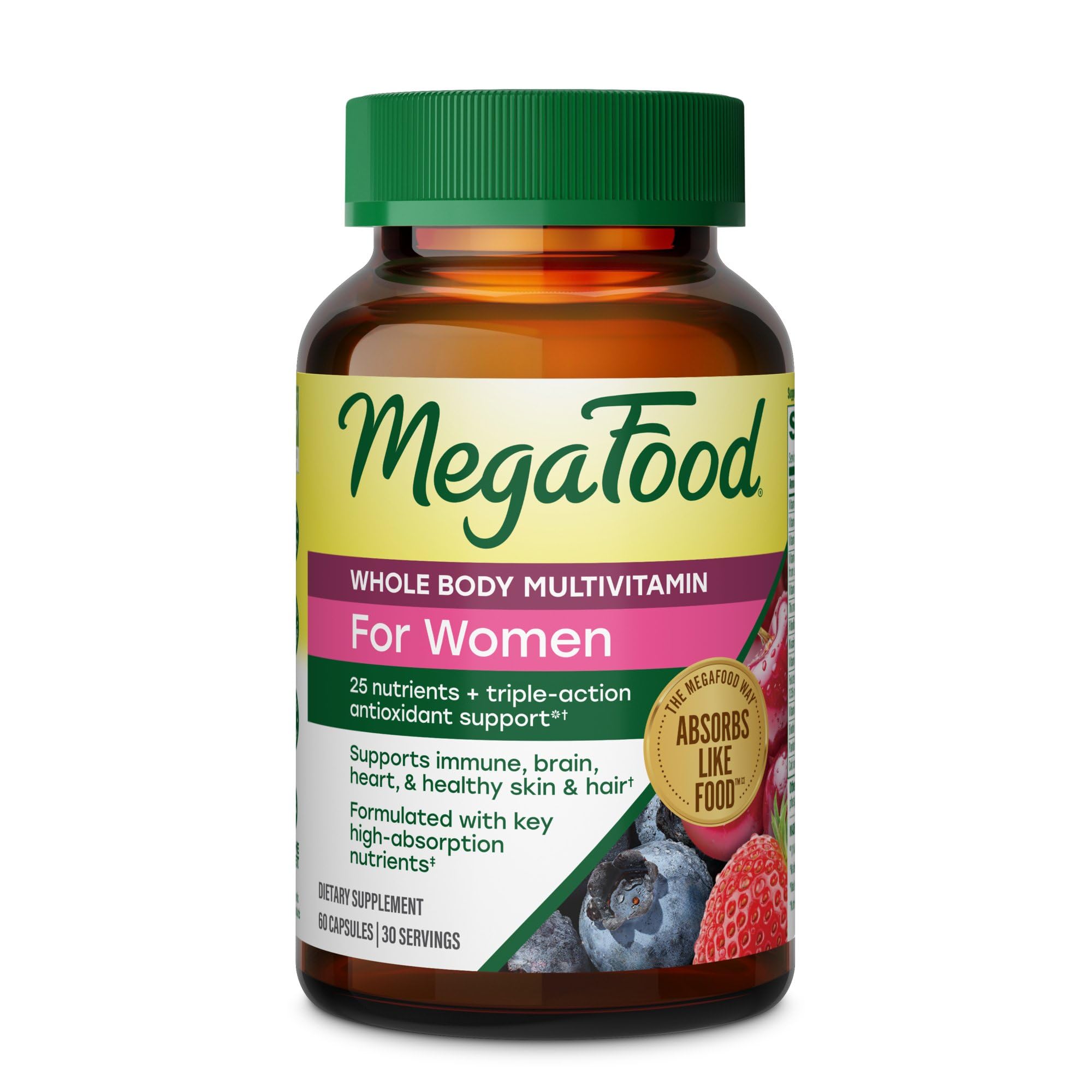 MegaFood envase frente mostrando 60 cápsulas y soporte integral