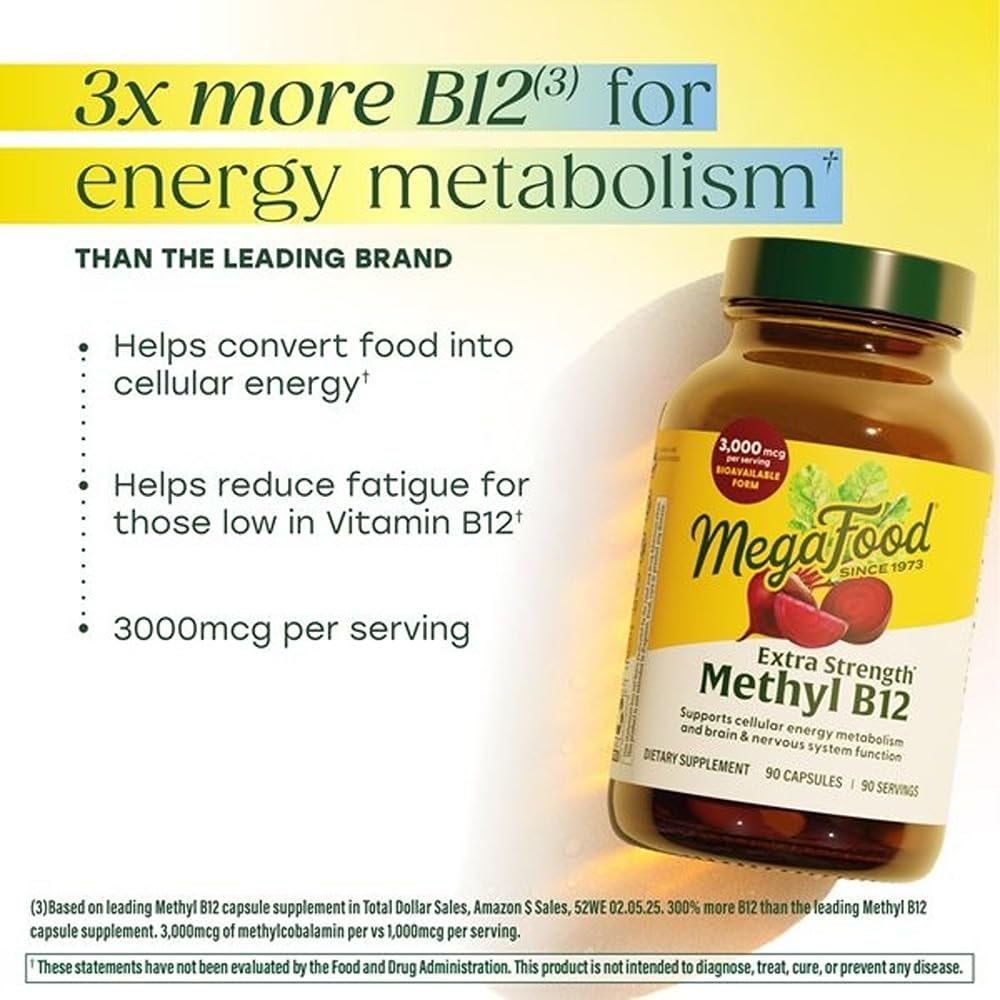 MegaFood etiqueta nutricional enfocada en 3000 mcg por porción, transparencia informativa