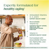 MegaFood etiqueta nutricional cercana mostrando 21 nutrientes clave