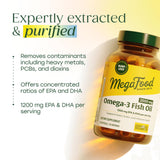 MegaFood etiqueta nutricional enfocada para ver EPA y DHA por porción