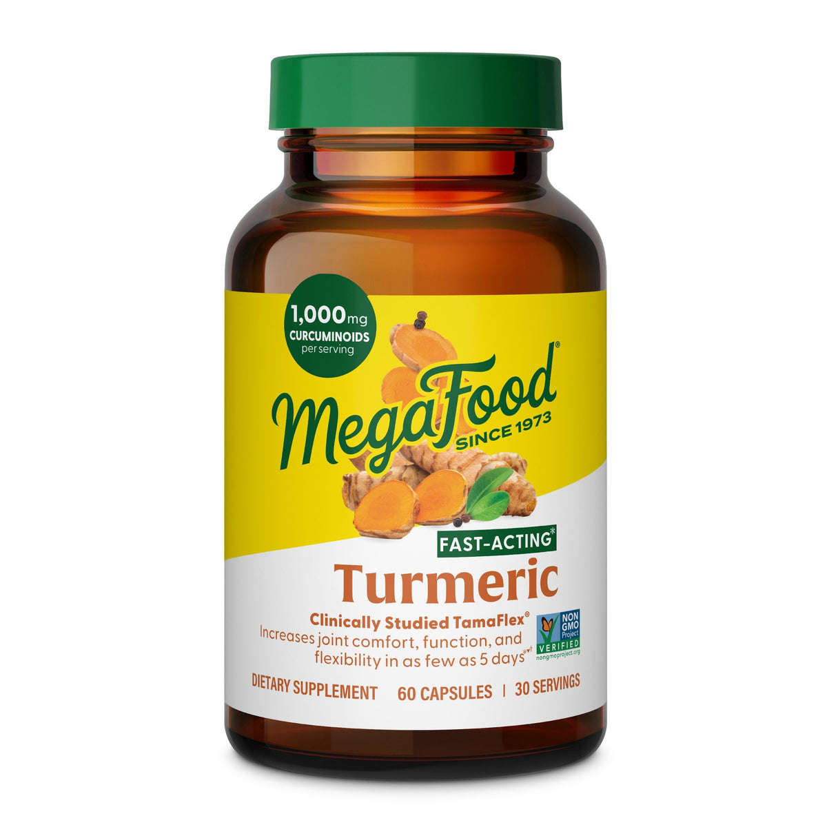 MegaFood frasco frontal mostrando el producto para apoyo articular