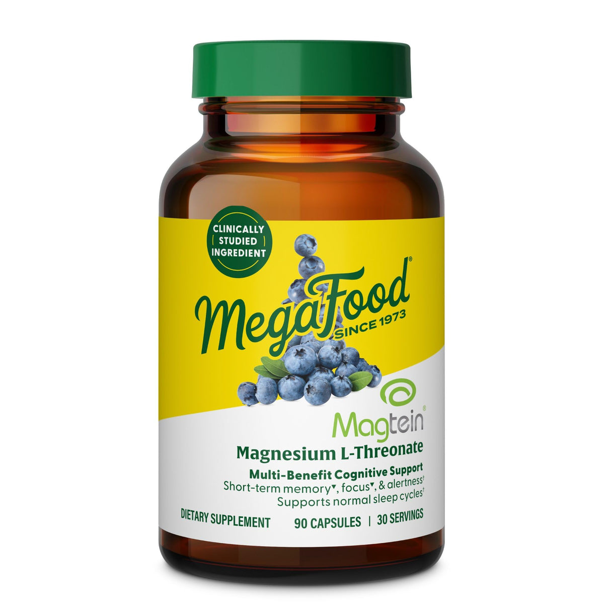 MegaFood frasco frontal mostrando etiqueta y cantidad, confianza en calidad