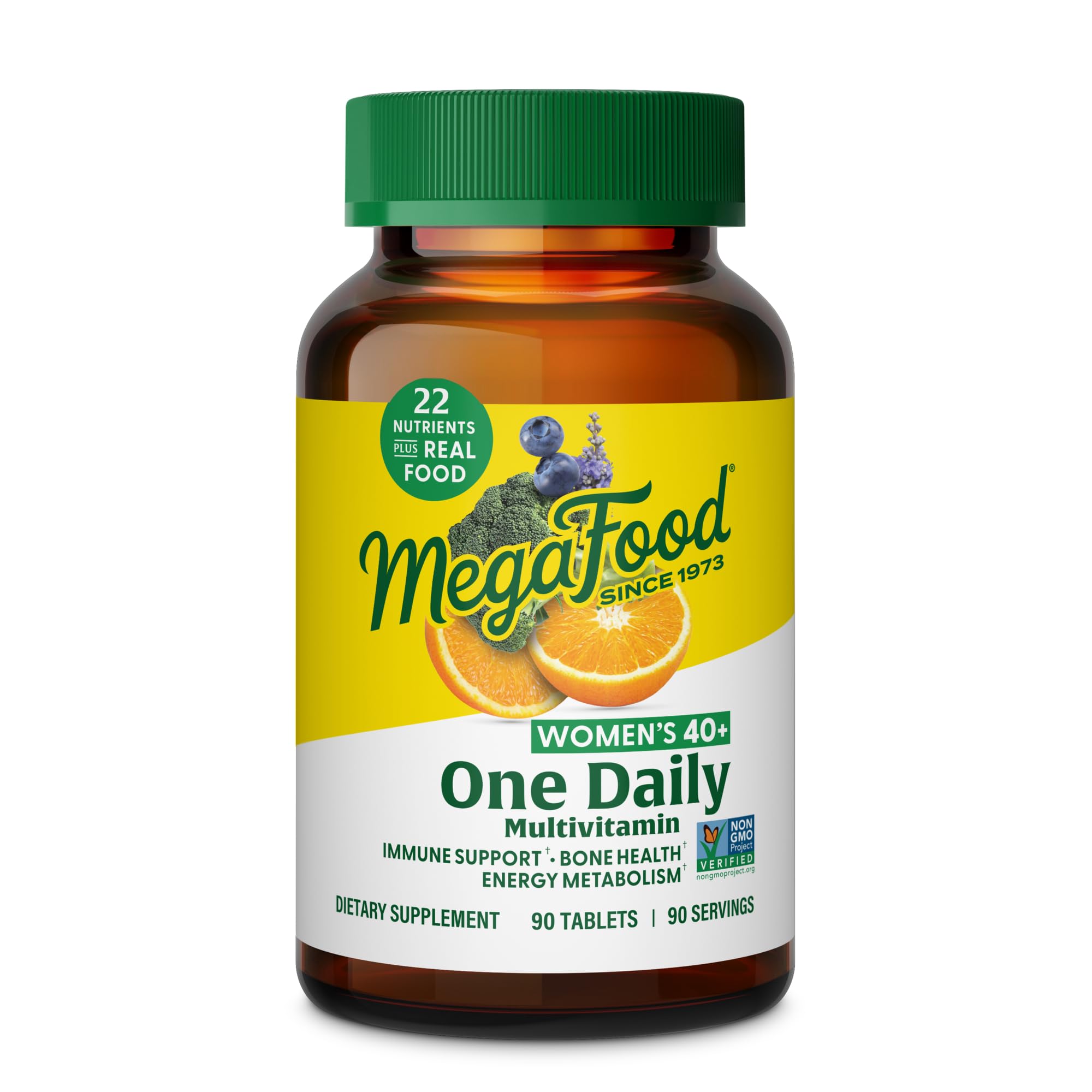 MegaFood frente del empaque mostrando beneficios clave y 90 tabletas