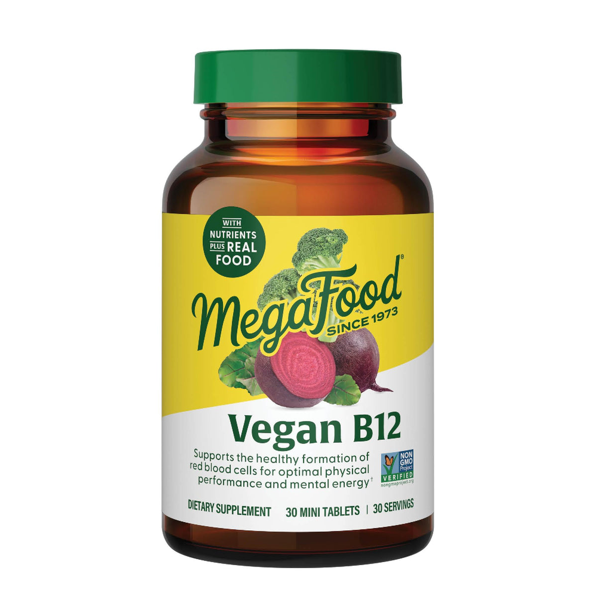 MegaFood frente del envase mostrando diseño y dosis, genera confianza de calidad