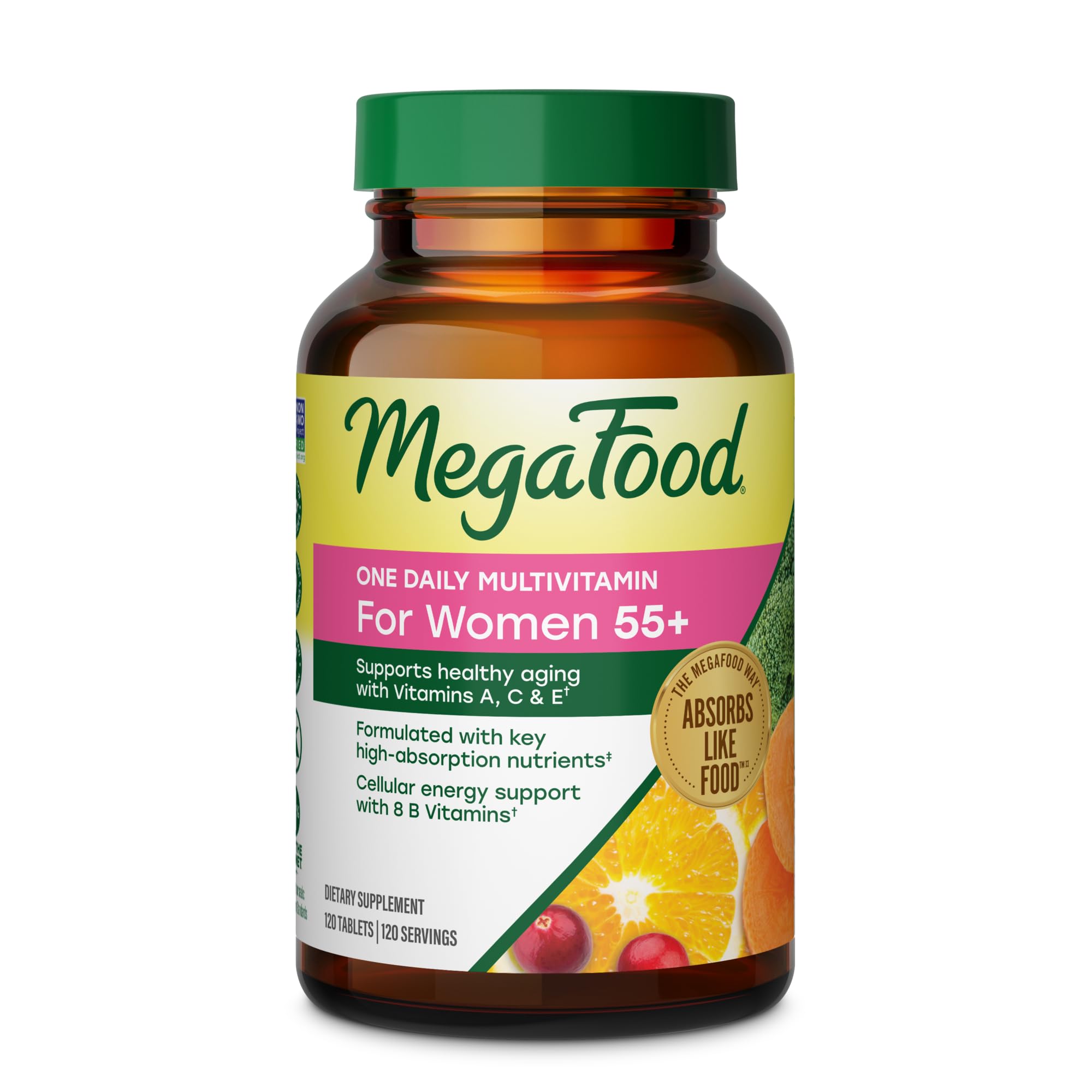MegaFood envase frontal para mujeres 55+ beneficio claridad informativa