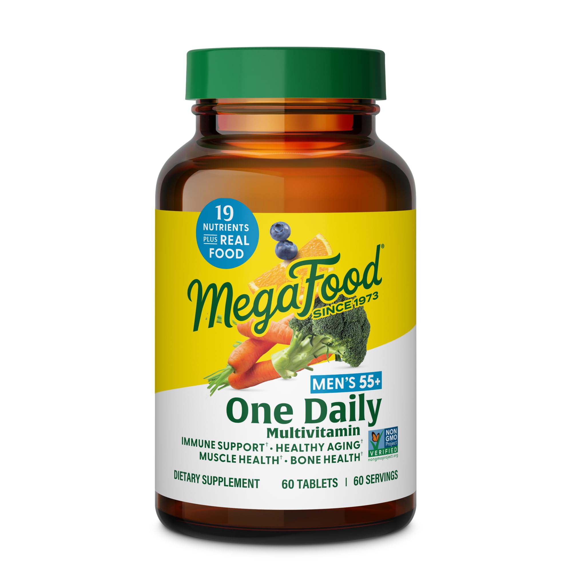 MegaFood envase frontal mostrando tabletas y beneficios visibles