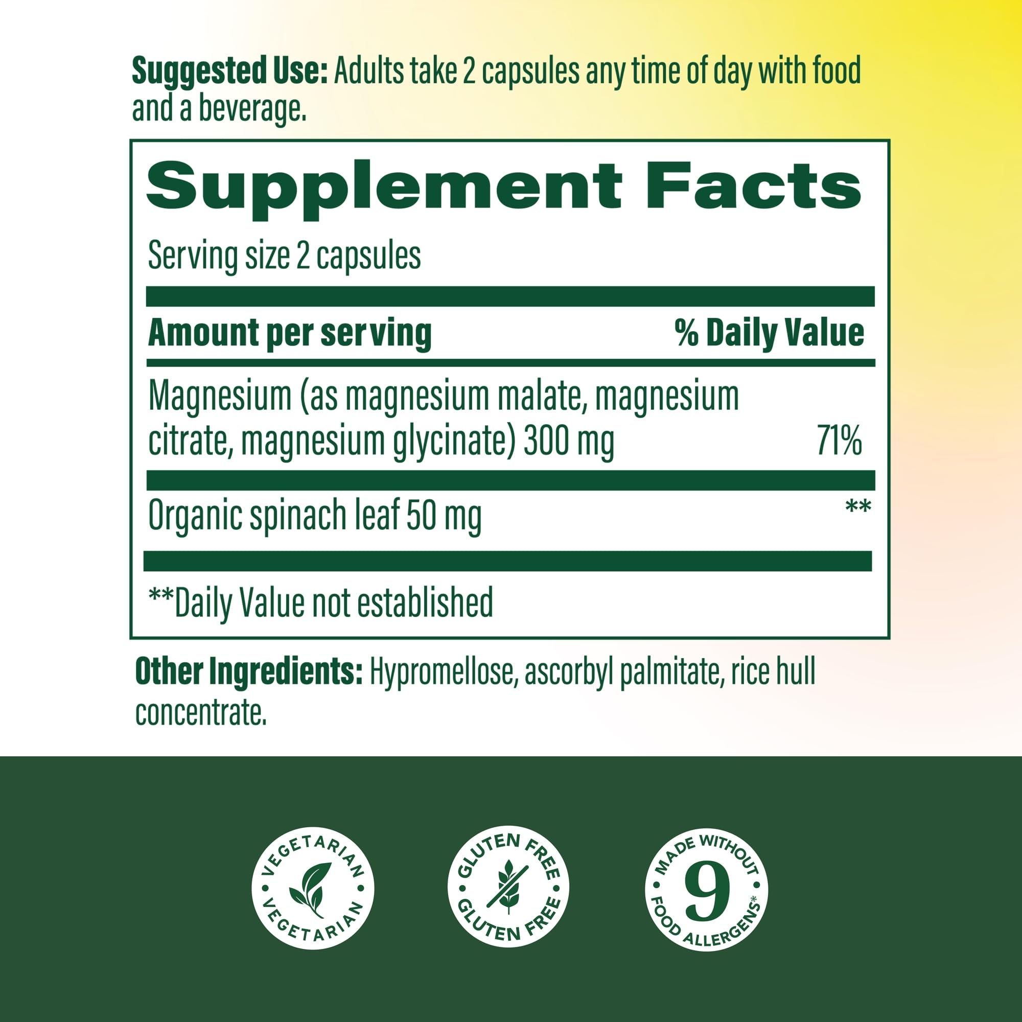 MegaFood espinaca como ingrediente real aporta magnesio natural