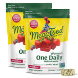 MegaFood envase frontal mostrando la presentación 2x30 y beneficio práctico