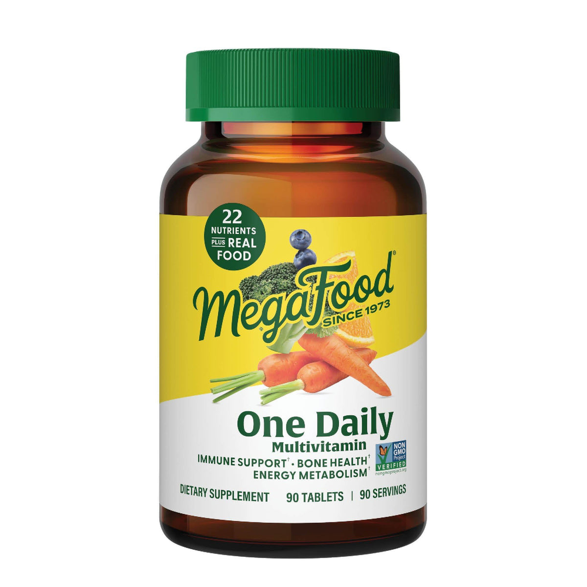 MegaFood envase frontal mostrando el producto y beneficio de apoyo diario