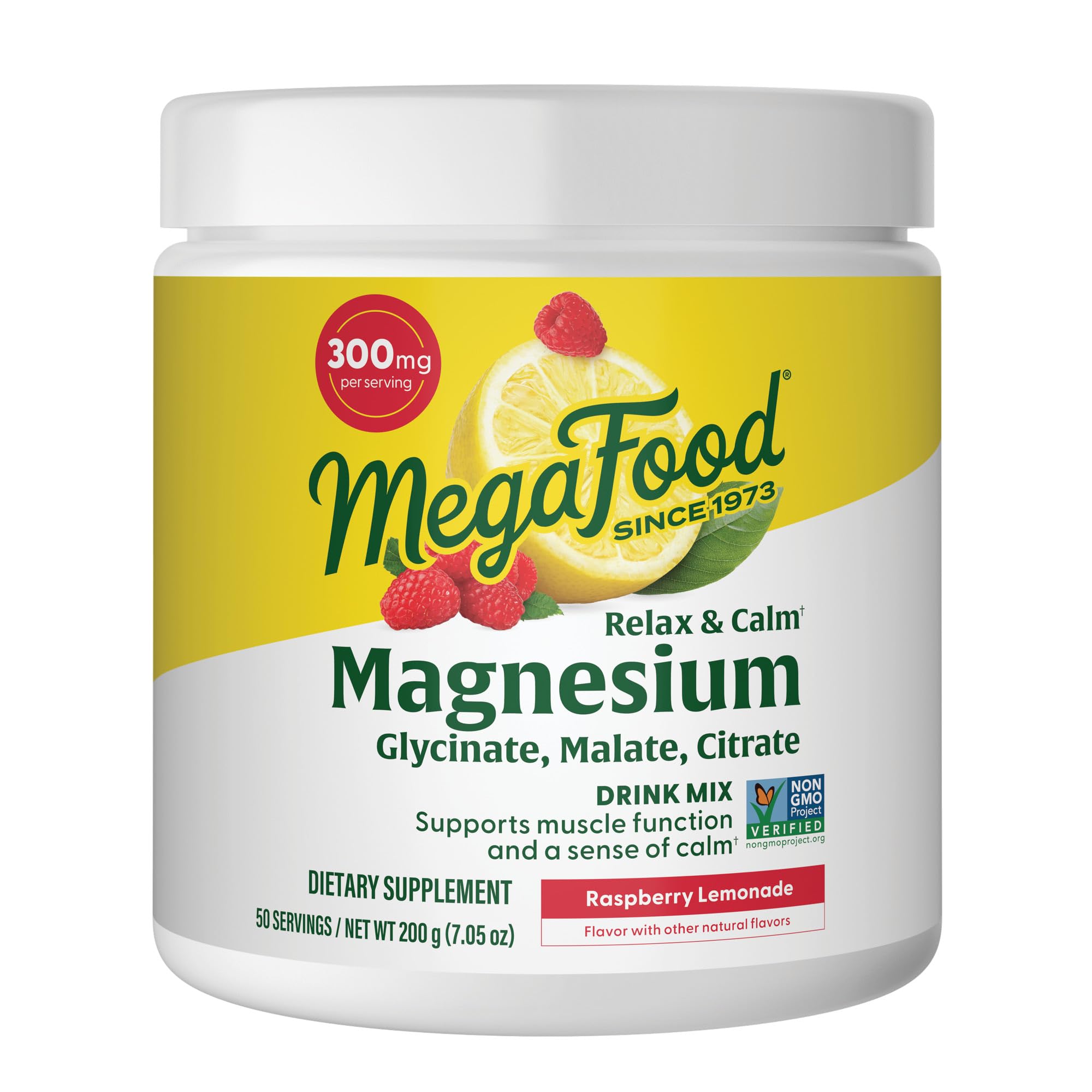MegaFood empaque frontal mostrando sabor frambuesa-limonada y beneficios claros