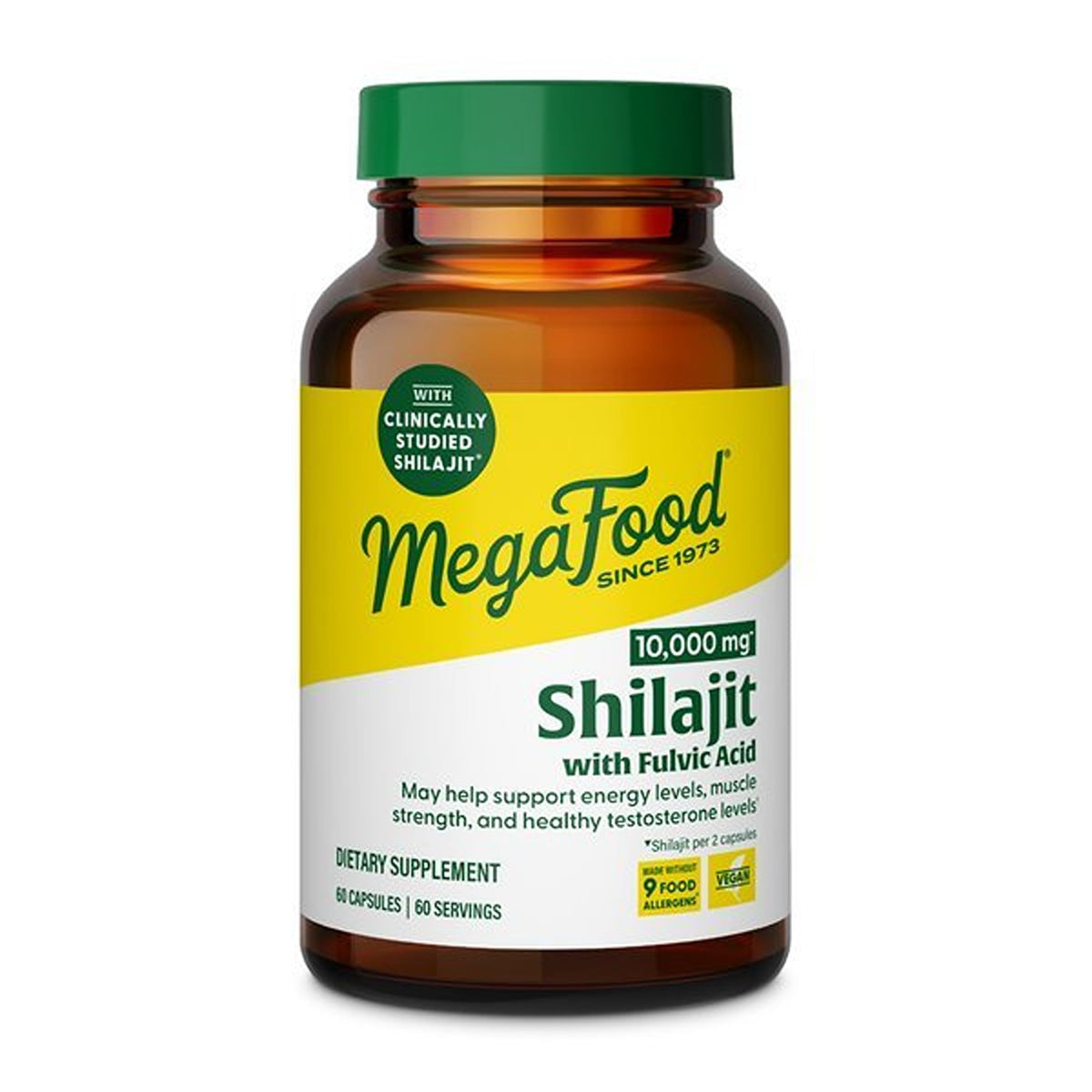 MegaFood frasco frontal mostrando cápsulas y marca, transmite confianza
