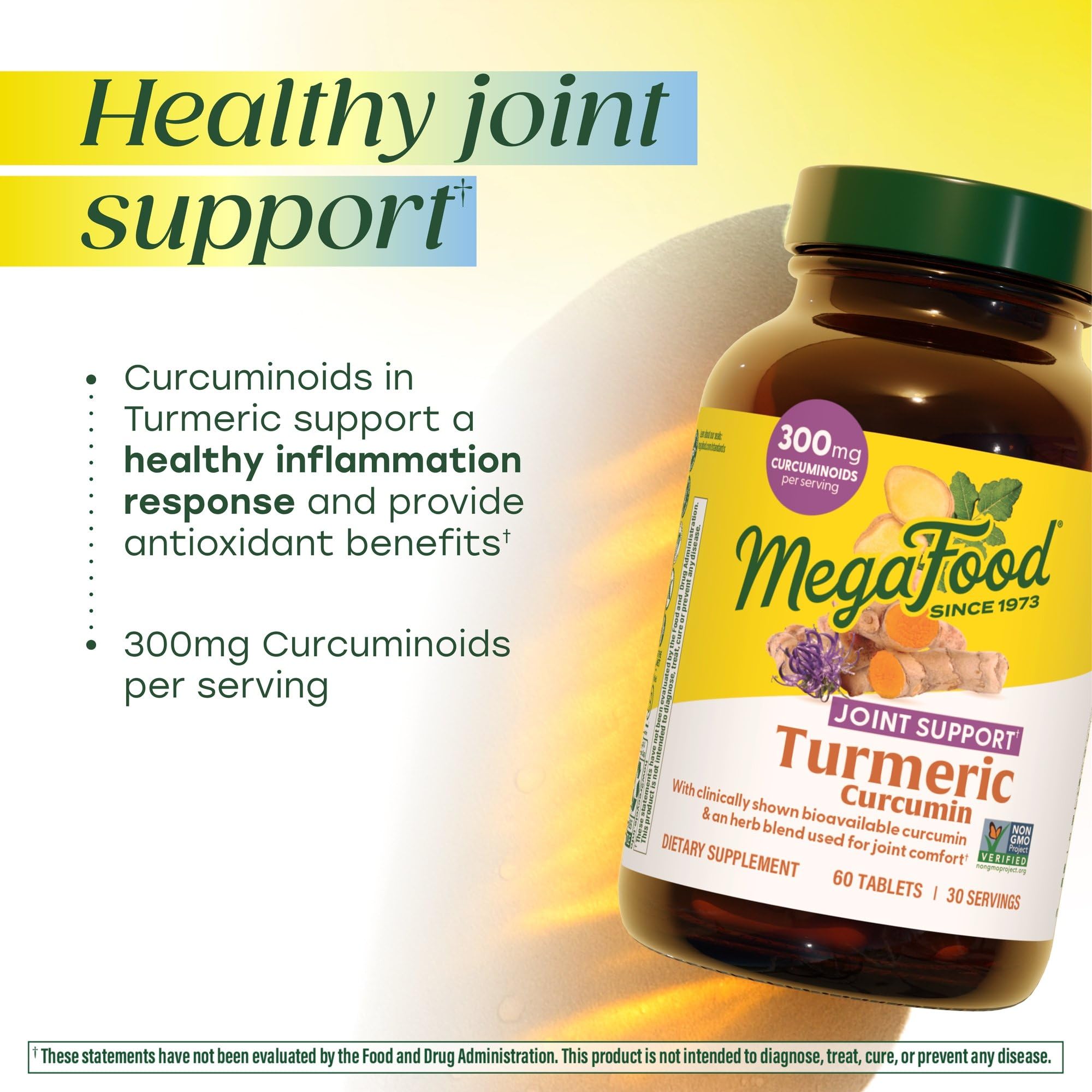 MegaFood ingredientes cercanos: cúrcuma, jengibre y boswellia para apoyo