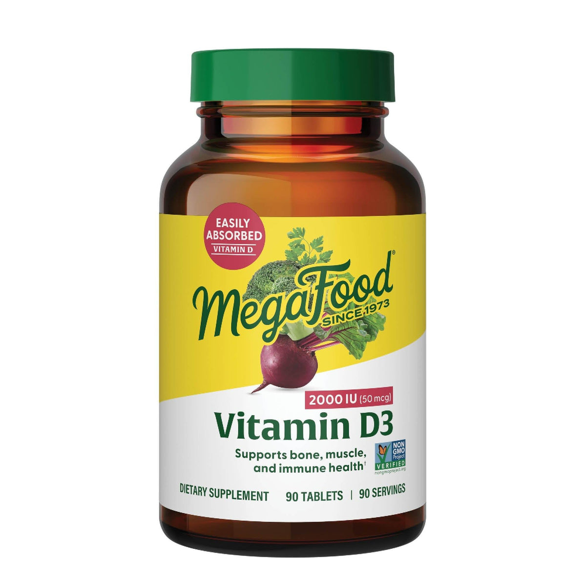 MegaFood envase frontal mostrando vitamina D3 y beneficios claros