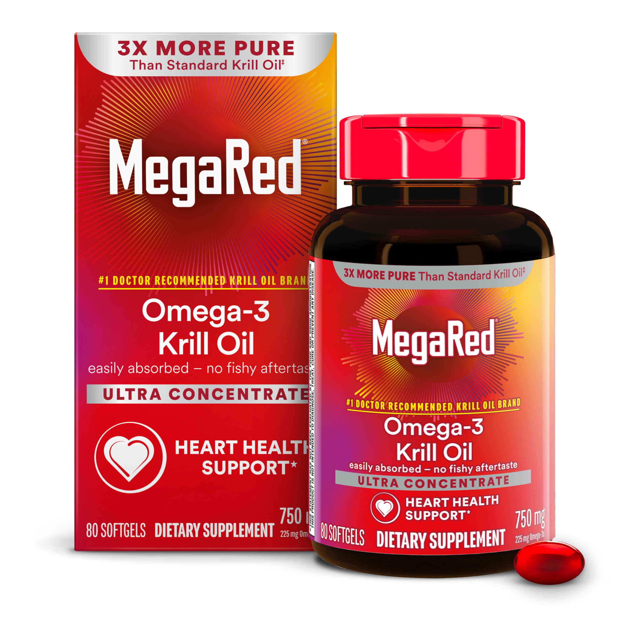 MegaRed frente del envase mostrando 80 cápsulas y conveniencia diaria