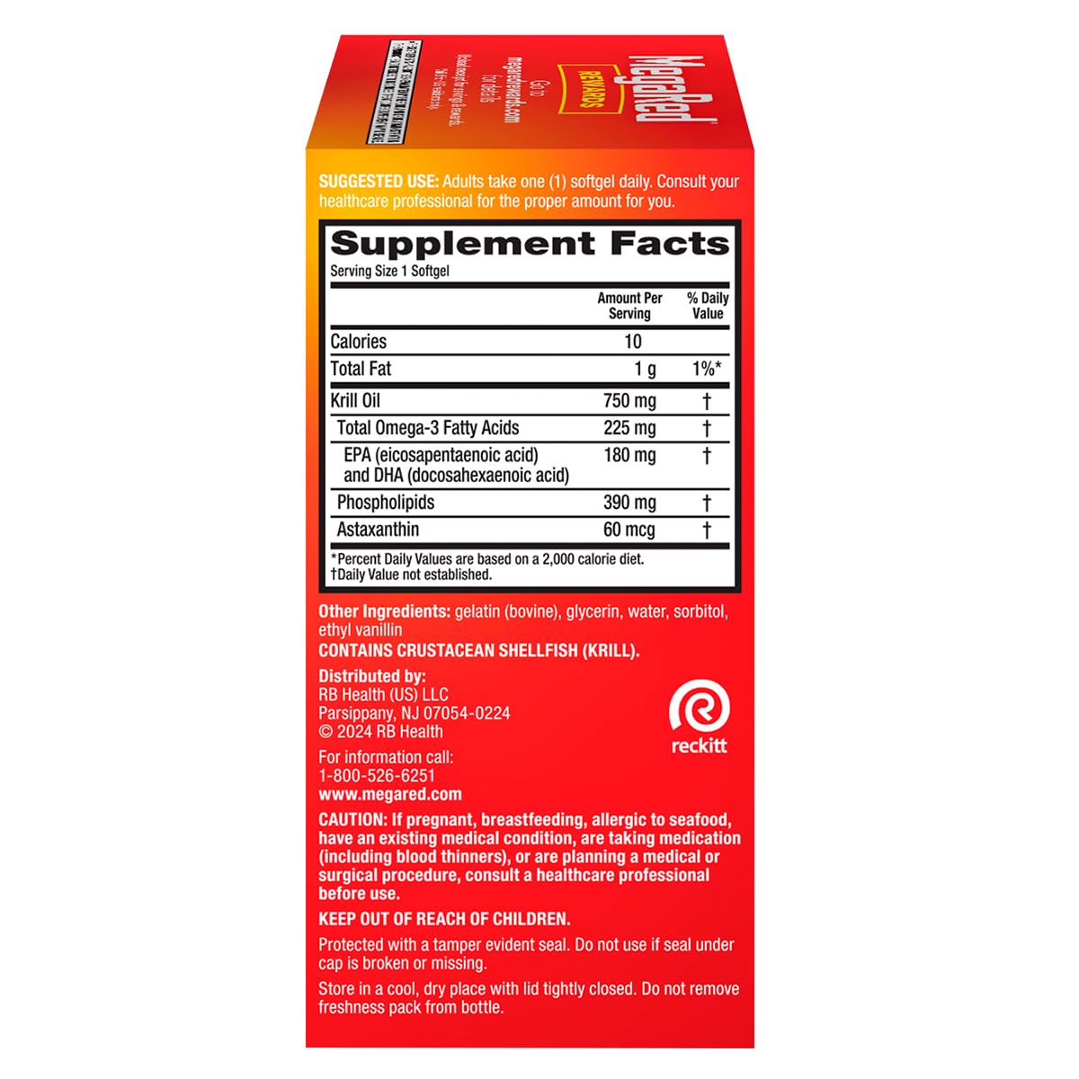 MegaRed etiqueta con ingredientes y aporte de EPA/DHA claro
