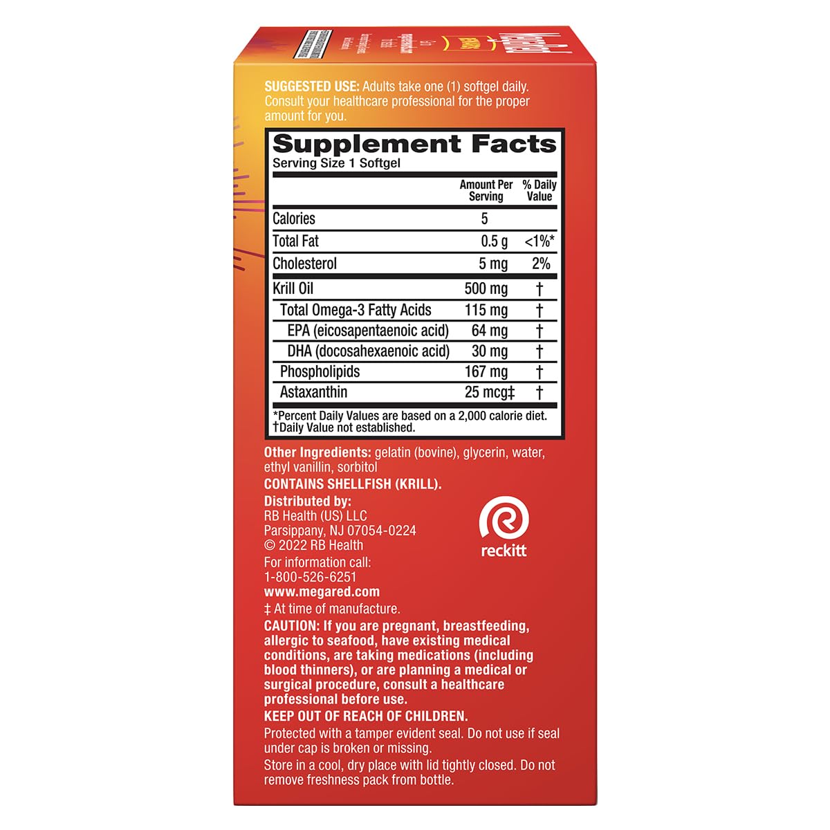 MegaRed etiqueta con ingredientes para comprobar EPA y DHA