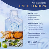 MEGNETA etiqueta con NAD+, resveratrol y curcuminoides claramente legible