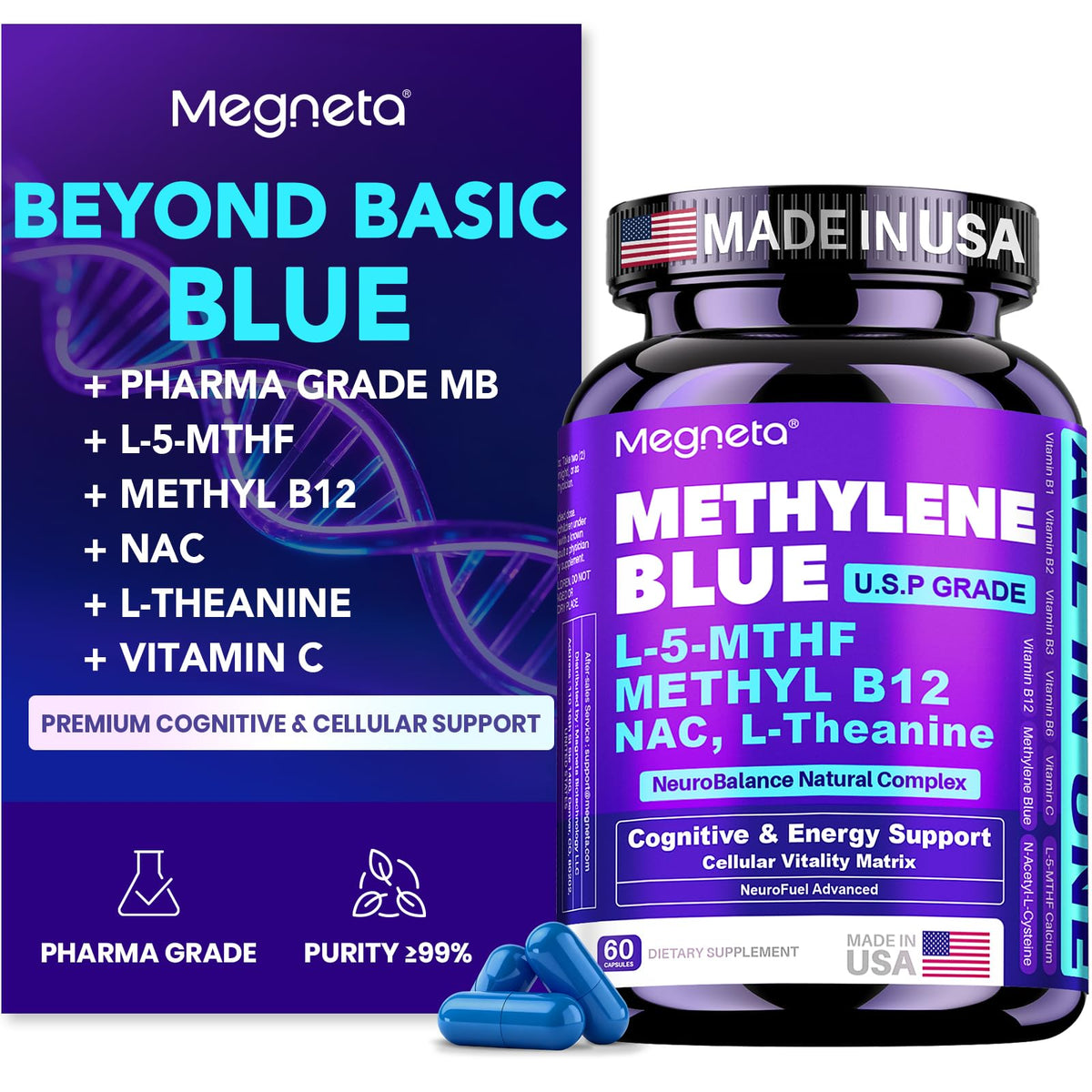 MEGNETA envase frontal mostrando etiqueta clara y beneficio cognitivo