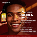 MEGNETA ingredientes naturales (orégano, nogal, artemisa) enfatizando procedencia botánica