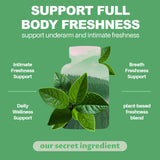 MEGNETA perejil, menta y clorofila juntos, ilustran ingredientes naturales