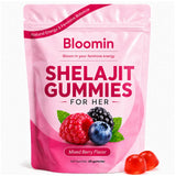 MEMOCORE Bloomin Shilajit Gummies vista frontal del envase, presentación clara y conveniente