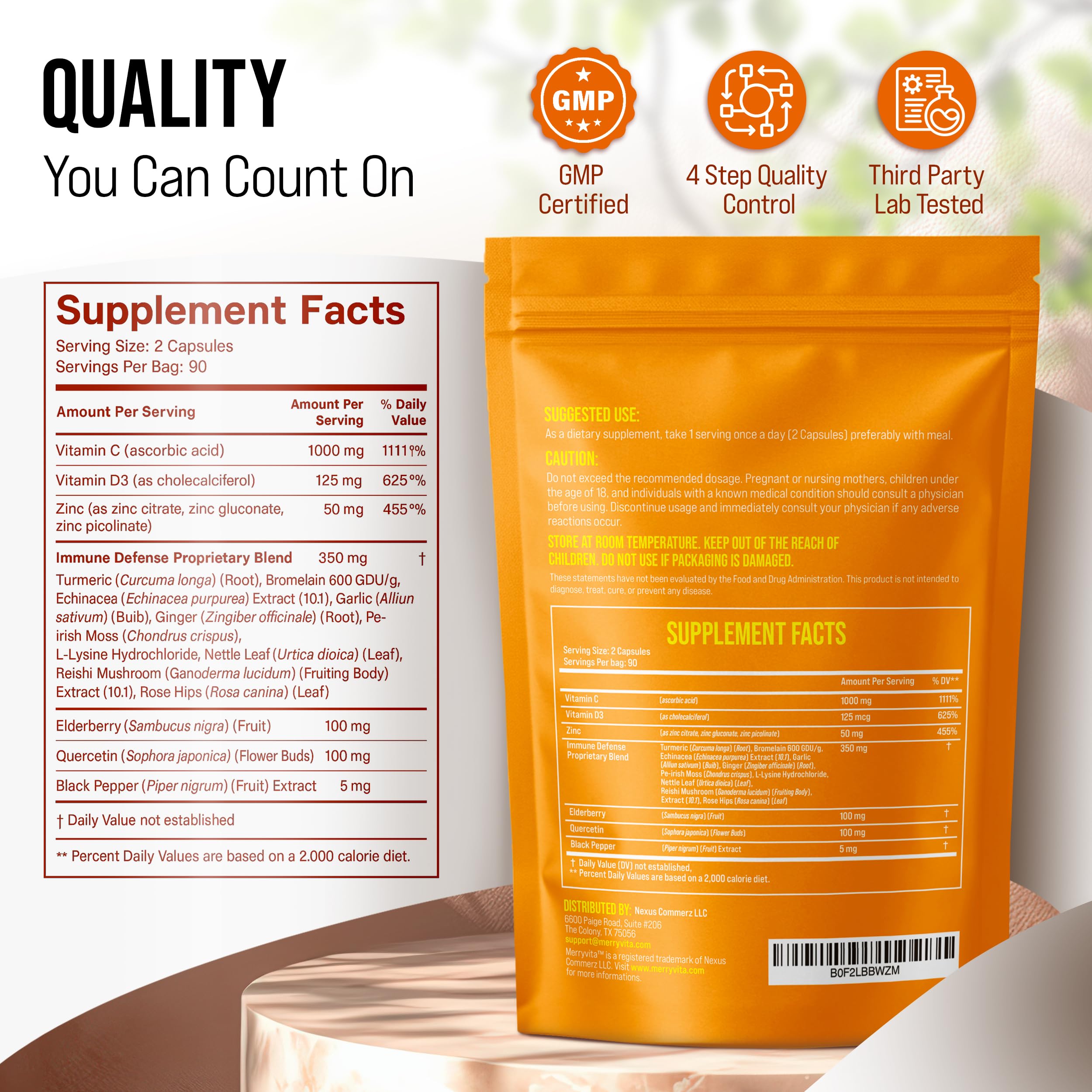 MERRY VITA etiqueta con ingredientes y certificaciones visibles