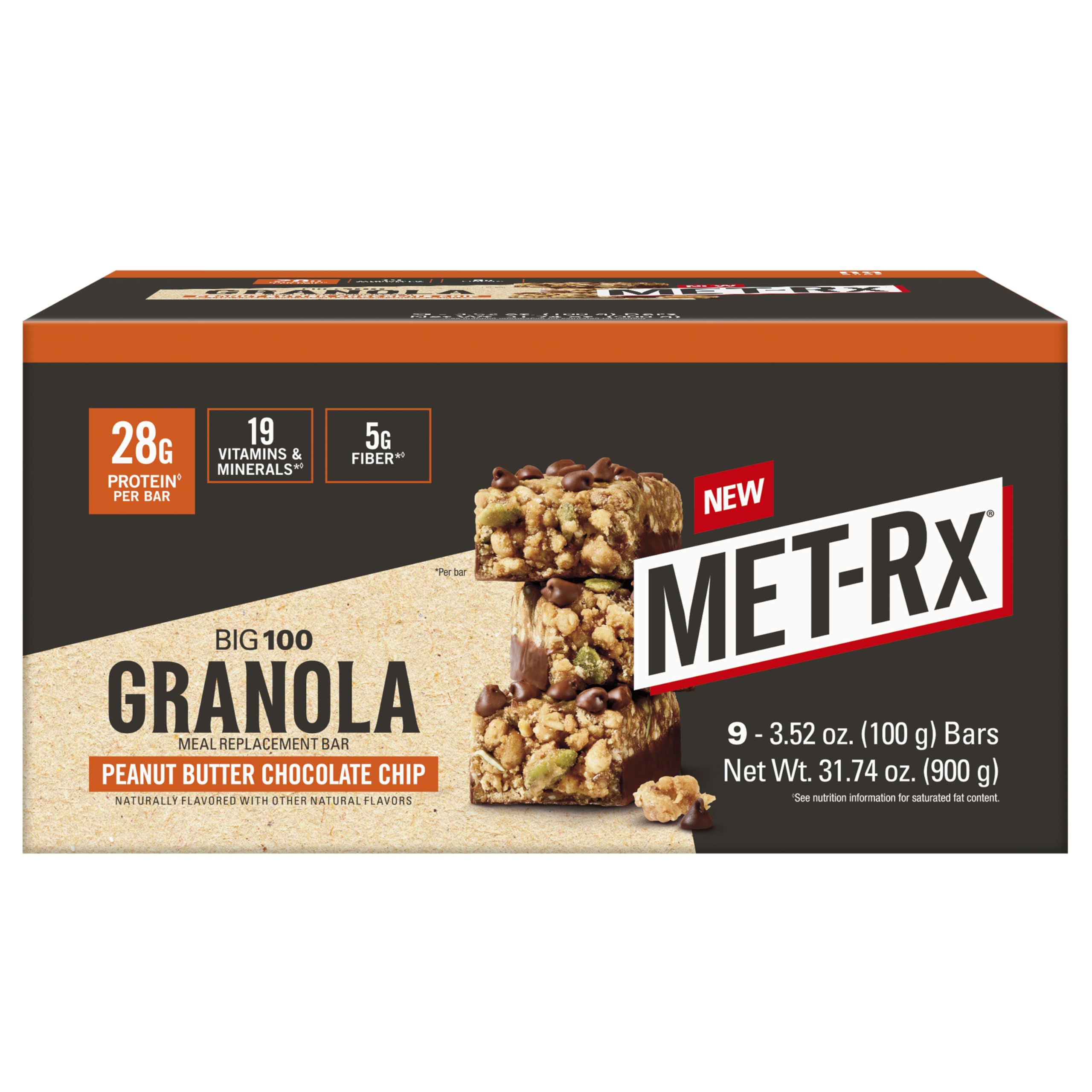 MET-Rx empaque frontal mostrando el sabor y beneficios para energía