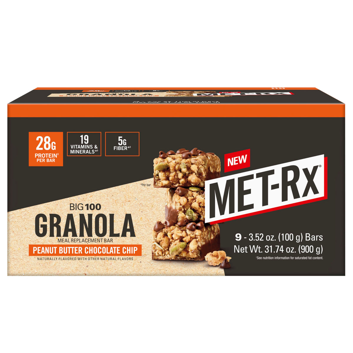 MET-Rx empaque frontal mostrando el sabor y beneficios para energía