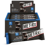 MET-Rx empaque frontal mostrando sabor Super Cookie Crunch y conveniencia