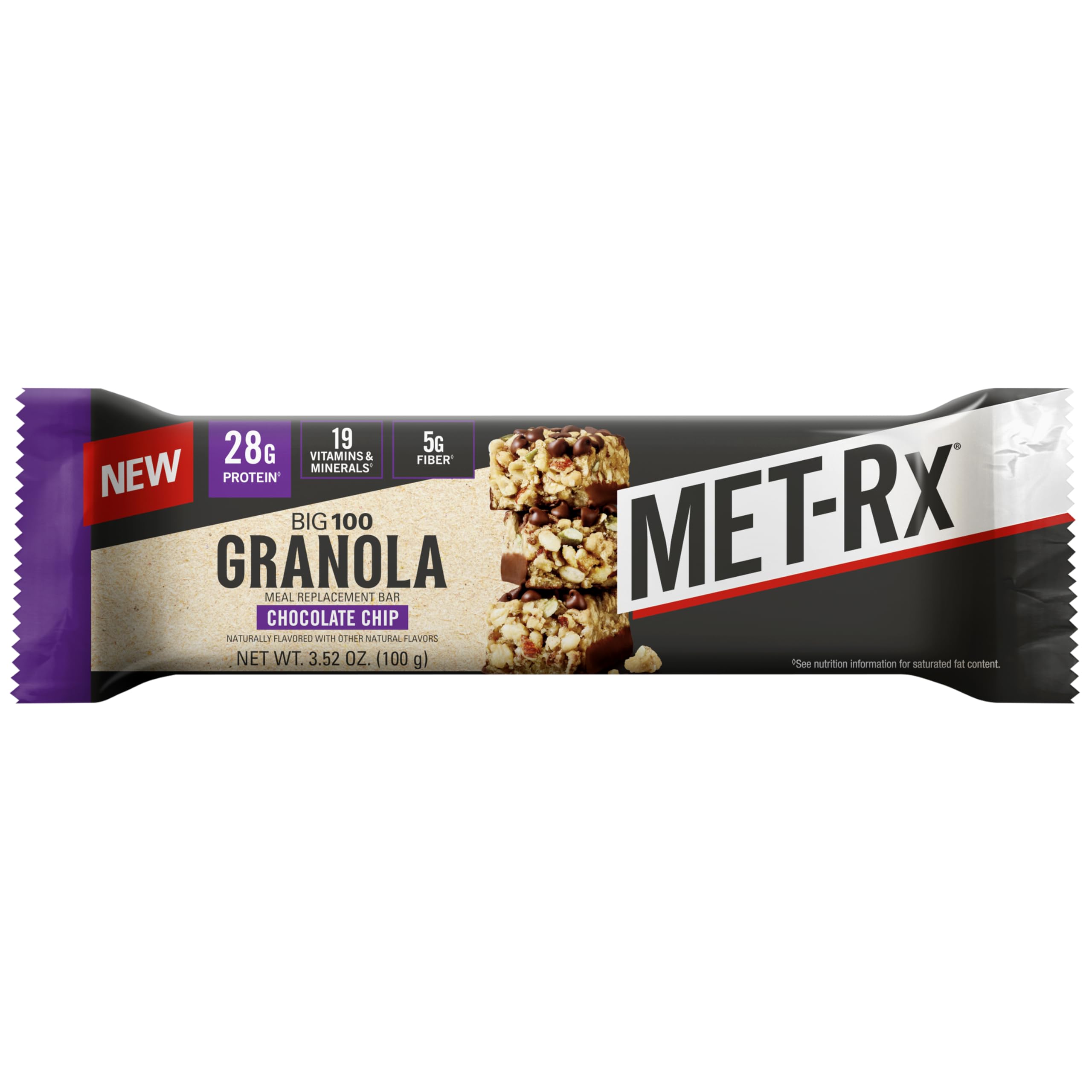 MET-Rx detalle de la textura con granola y trozos para sabor y saciedad