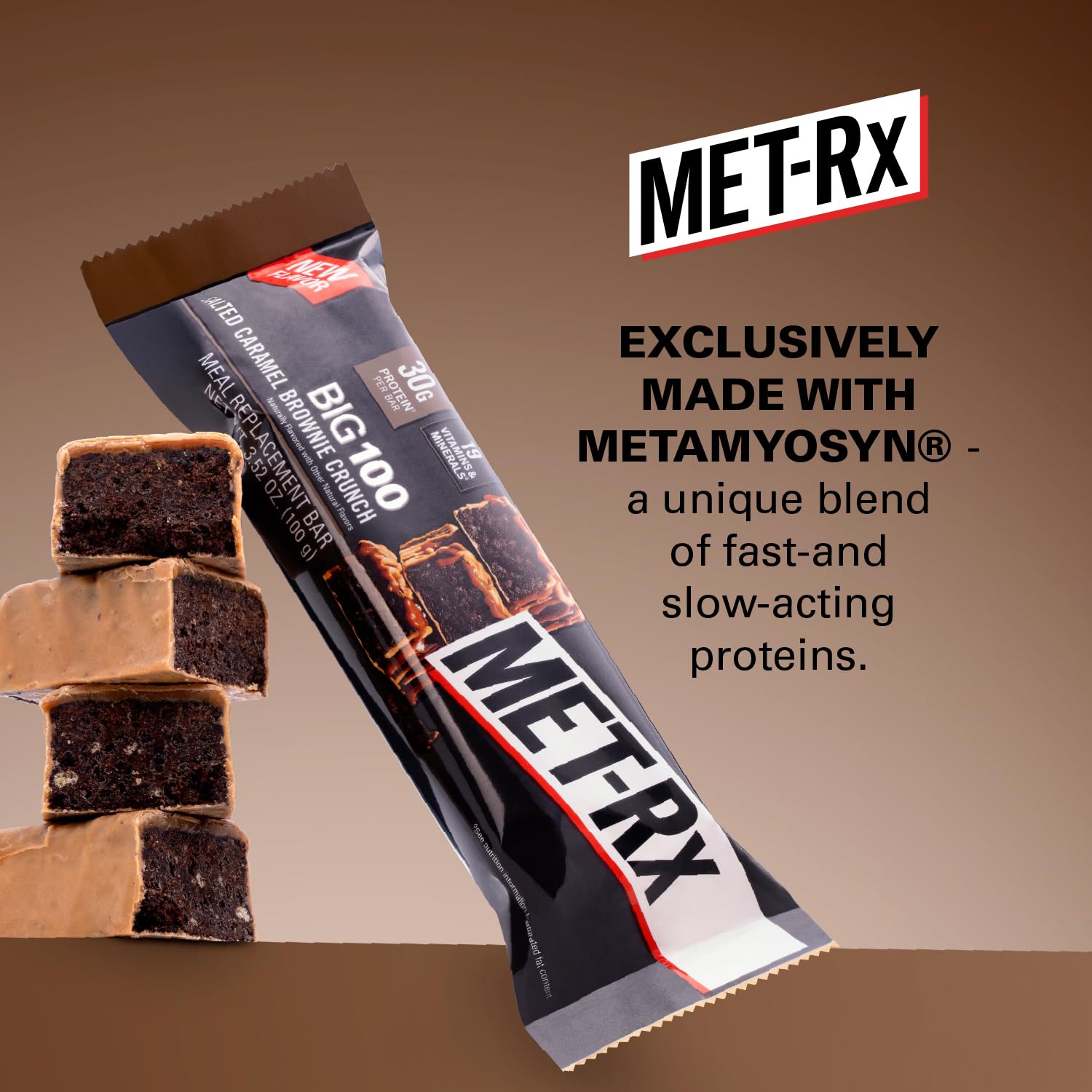 MET-Rx primer plano textura crujiente que resalta sabor y masticabilidad