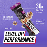 MET-Rx textura crujiente granola cerca que resalta sabor y proteína